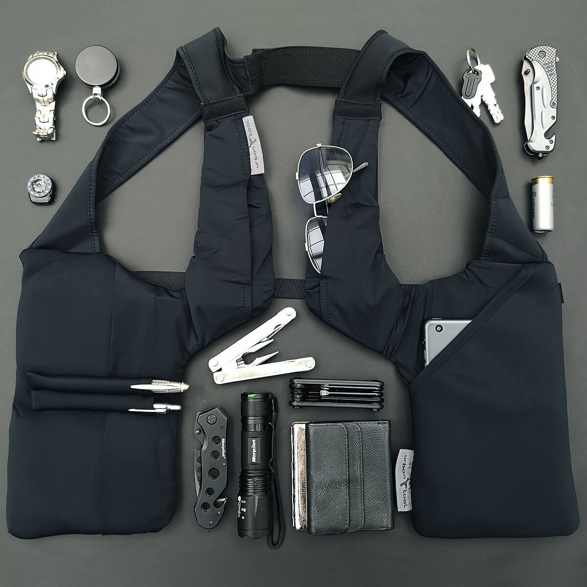 Gadget carry holster fits 7-8 tablets, 6 smartphones, wallet, passport -  travel legHolster