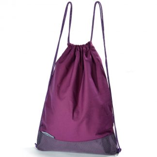 Drawstring hipster bag, organic cotton, with zipper pocket & yo-yo inside