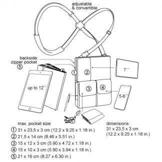 3-in-1 tablet bag for tablets and iPads up to 12'' - tabletHarness